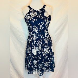 Navy dress with White roses